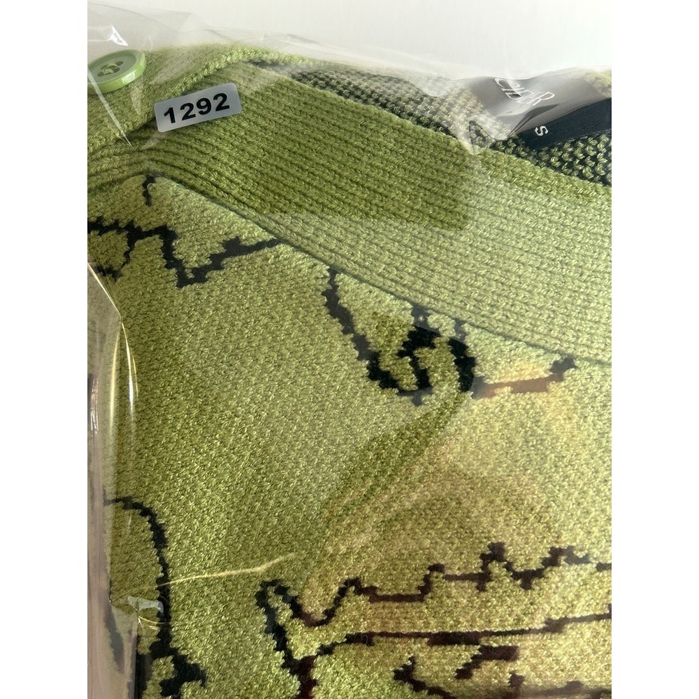 Cider Green Dinosaur Graphic Knit Cardigan Size S Eclectic Grandpa Kitsch Indie - Picture 6 of 7